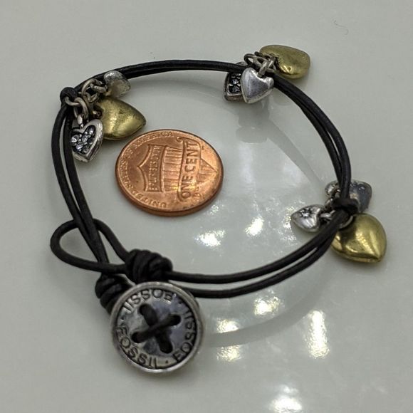 Fossil Gold and Silver Tone Heart Charm Bracelet - Picture 8 of 8